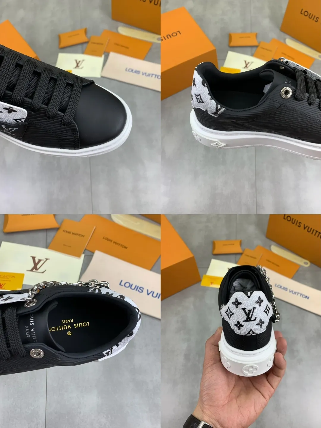 Men's men's shoes 💰P700 new style 💶 top version [LOUIS VUITTON] couple 🧑‍🤝‍🧑 craft style counter series (original order) new style 🍀LV Louis Vuitton - top version LV classic high-top trendy shoes! Made of imported original craft calfskin, original breathable lining, and original wear-resistant, lightweight, high-end TPU outsole! High quality products! 3️⃣ colors are available, size: female 35-39, male 39-44 (female 40, male 45 customized)